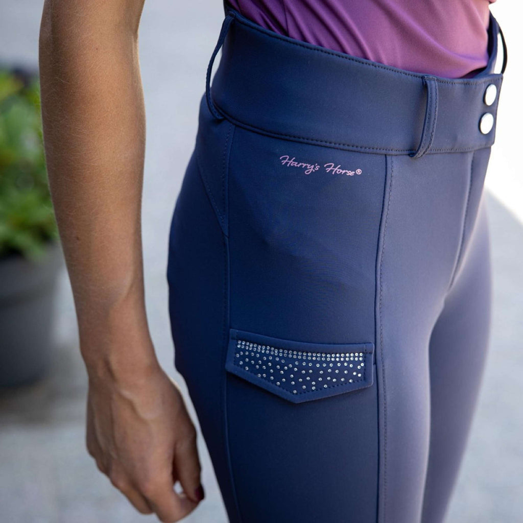 Harry's Horse Pantaloni da Equitazione Denici Cavalli Purple Passion Full Grip Peacoat