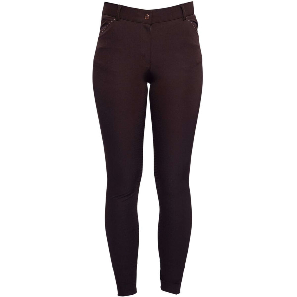 HKM Pantaloni da Equitazione Rosegold Glamour Full Grip Marrone/Oro rosa