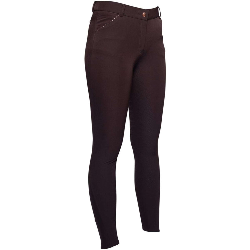 HKM Pantaloni da Equitazione Rosegold Glamour Full Grip Marrone/Oro rosa
