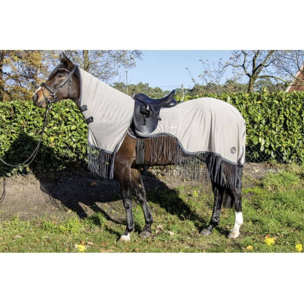 HKM Coperta Antimosche per Esercizio Fringes Argento/Grigio