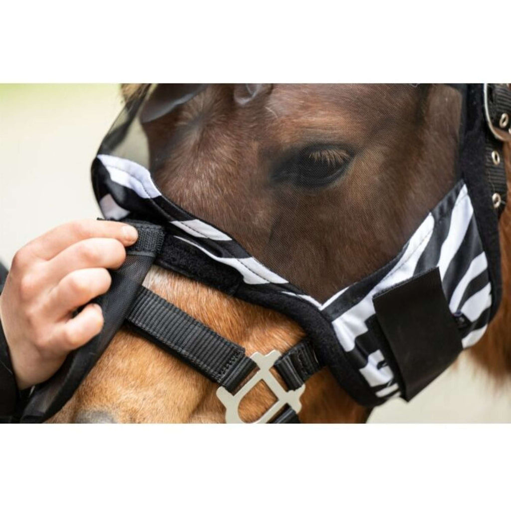 HKM Maschera per Mosche Zebra Nero/Bianco