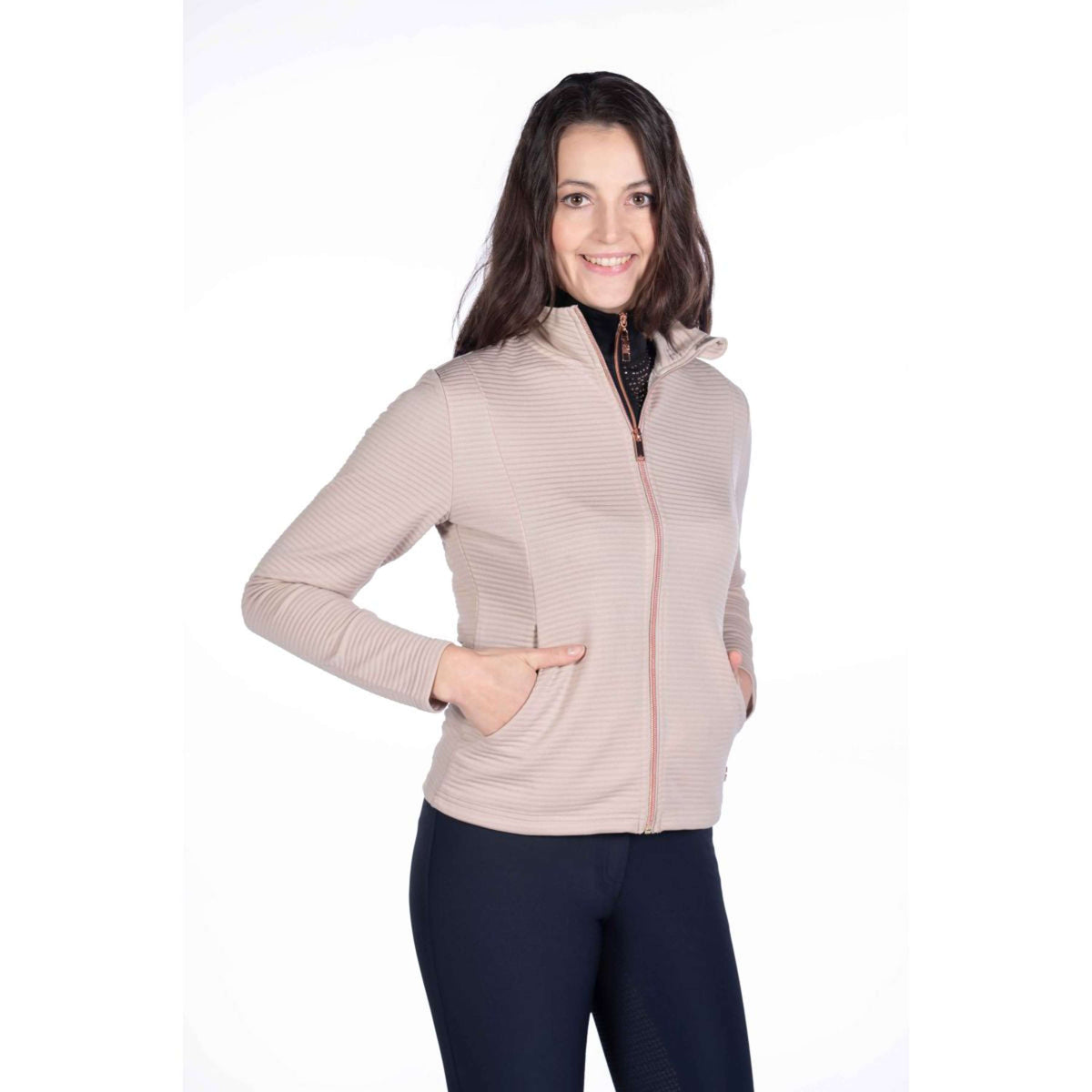 HKM Felpa con cappuccio e zip Yvonne Beige