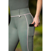 HKM Leggings da Equitazione Juna Full Grip Grigio-verde