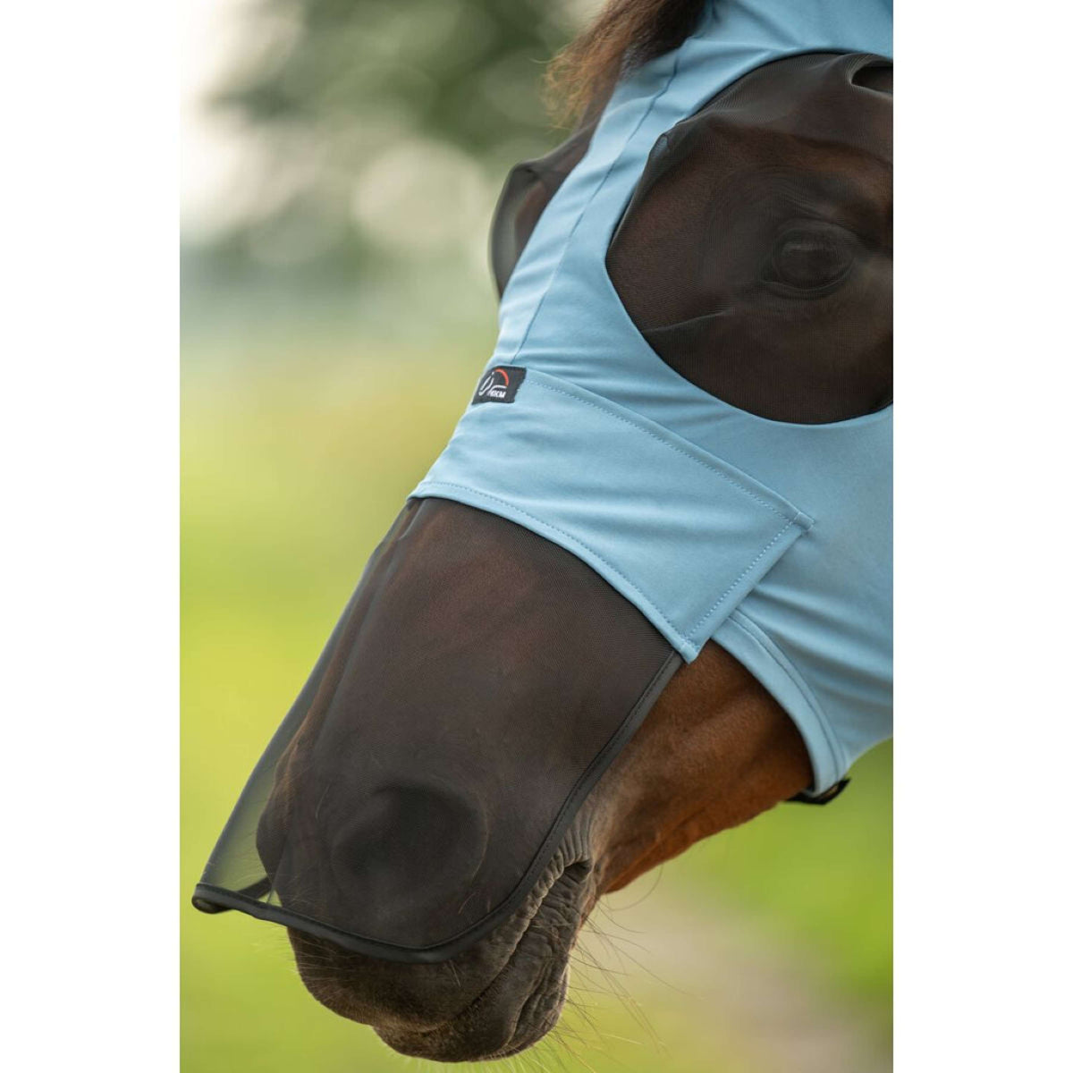 HKM Maschera per Mosche Elastic Con Rete per Naso Blu fumo