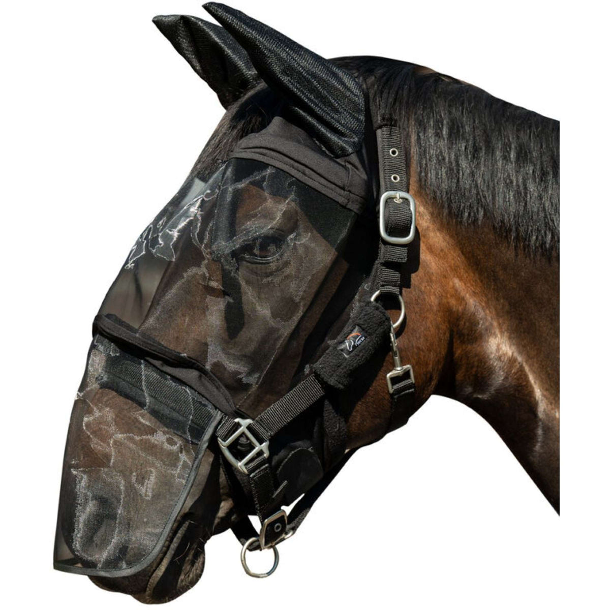 HKM Maschera per Mosche Premium Con Rete per Naso Nero