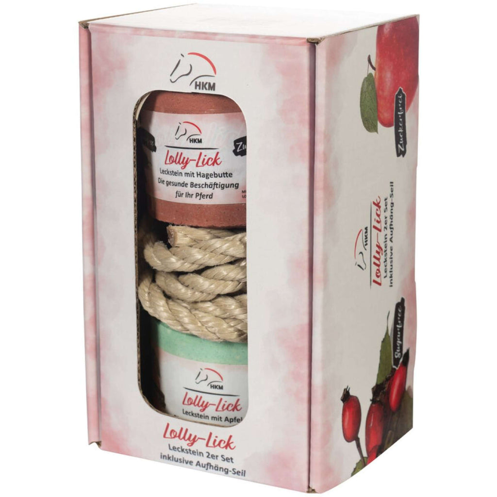 HKM Pietra da Leccare Lolly Lick Set di 2 Rosa canina/mela