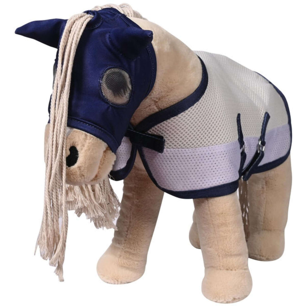 HKM Maschera per Mosche Cuddle Horse Grigio/Blu