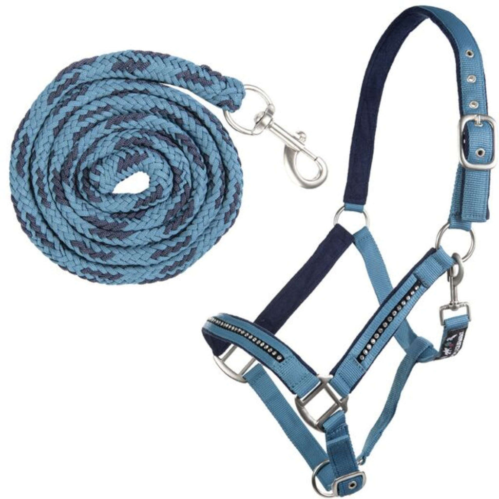 HKM Set Cavezza Crystal Fodera Morbida Benzina/Marina