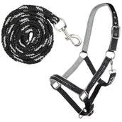 HKM Set Cavezza Crystal Fodera Morbida Nero/Grigio