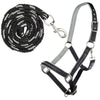 HKM Set Cavezza Crystal Fodera Morbida Nero/Grigio