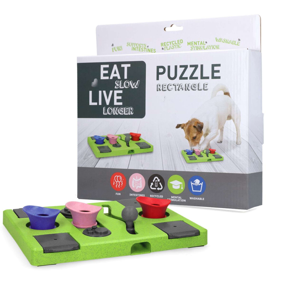 Eat Slow Live Longer Giocattolo Interattivo Puzzle Rectangle