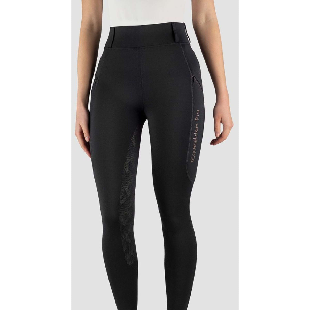 HORKA Leggings da Equitazione Momentum Nero/Oro rosa