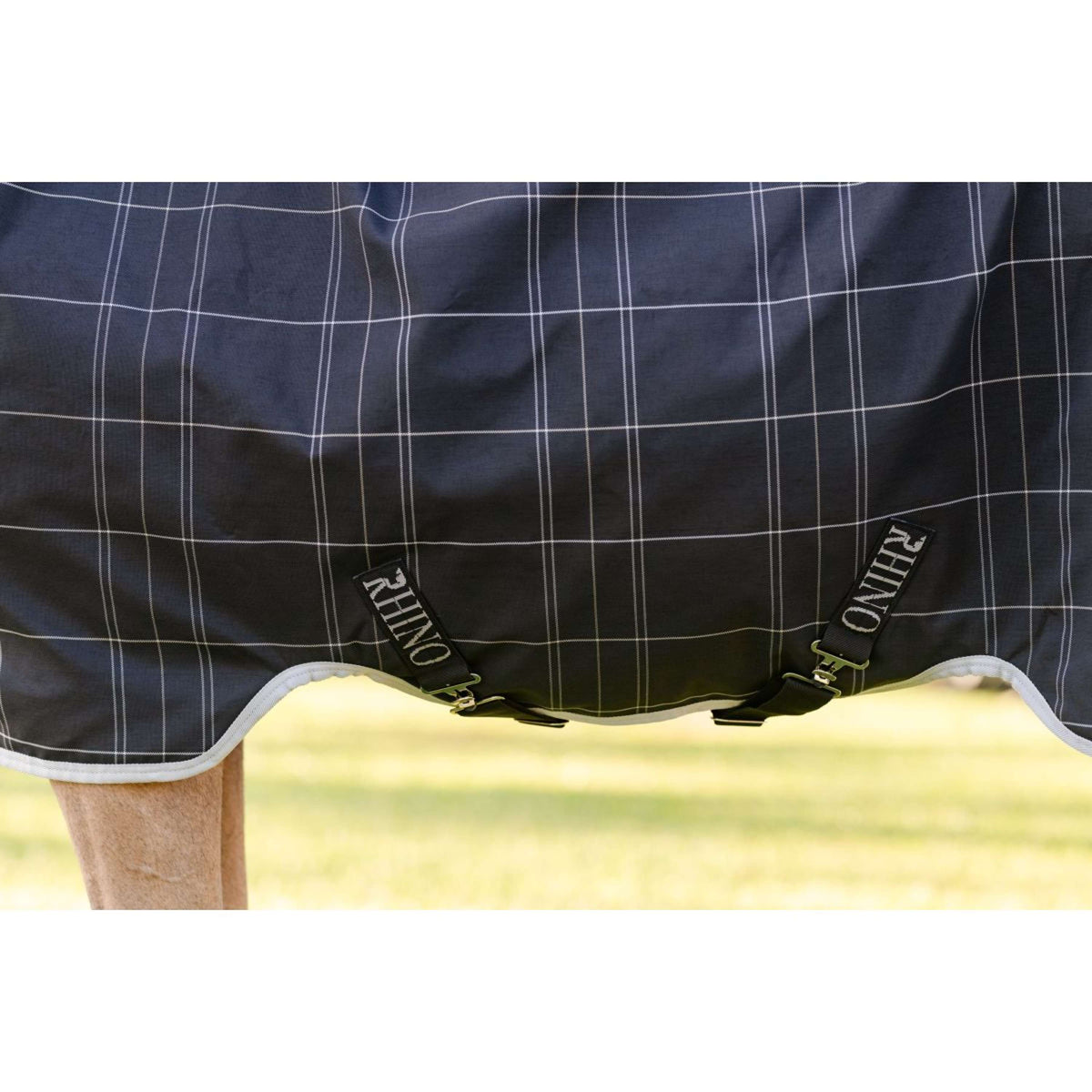 Rhino Wug Pony Turnout 250g Varilayer Black/Grey/White Check/Gray