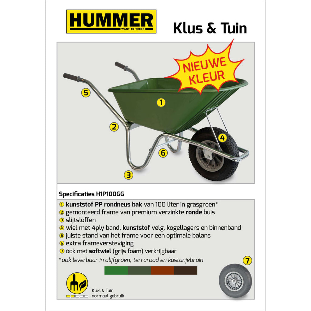 Hummer Carriola Pneumatico Grasgroen