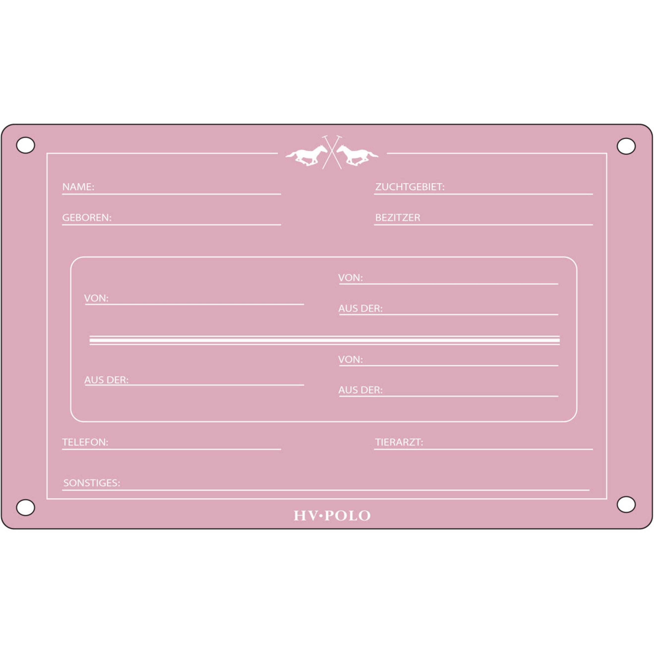 HV Polo Targa per Box HVPPolo Inglese Pretty Pink HV Polo Targa per Box HVPPolo Inglese Pretty Pink