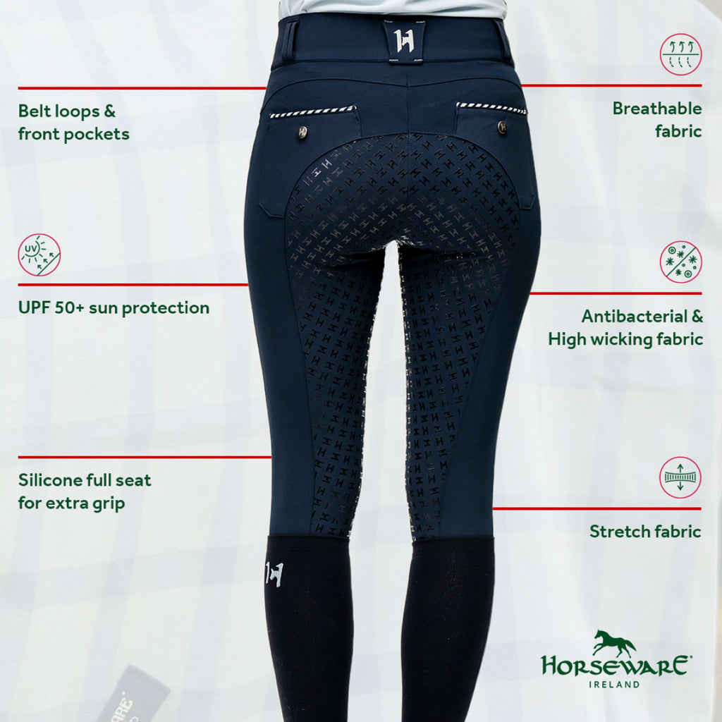 Horseware Pantaloni da Equitazione Newmarket High Rise Full Seat Navy
