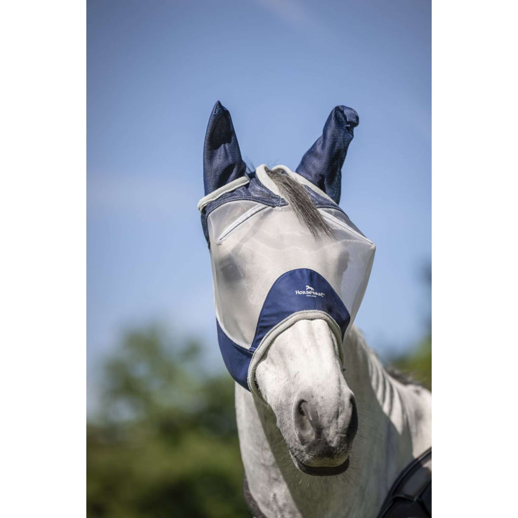 Horseware Fly Mask Shield Blu marino/Argento
