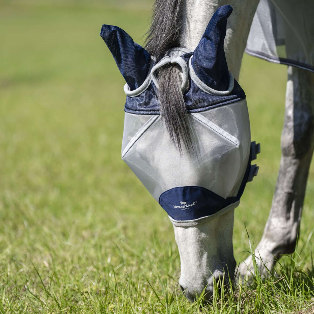 Horseware Fly Mask Shield Blu marino/Argento