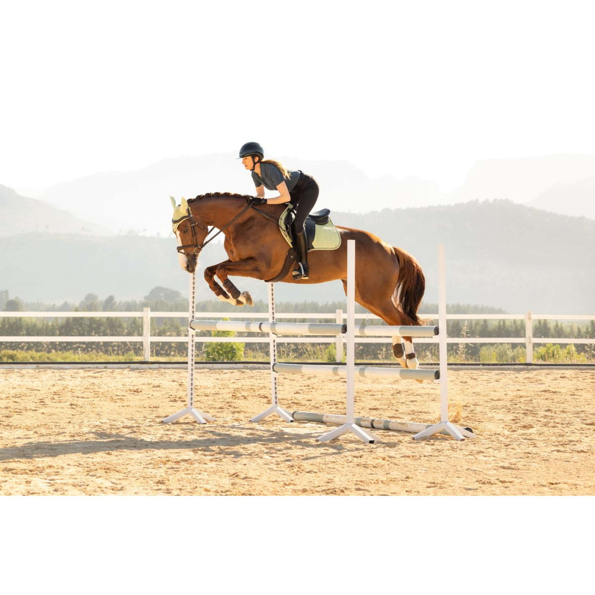 LeMieux Sottosella Suede Close Contact Square saltando Macaron