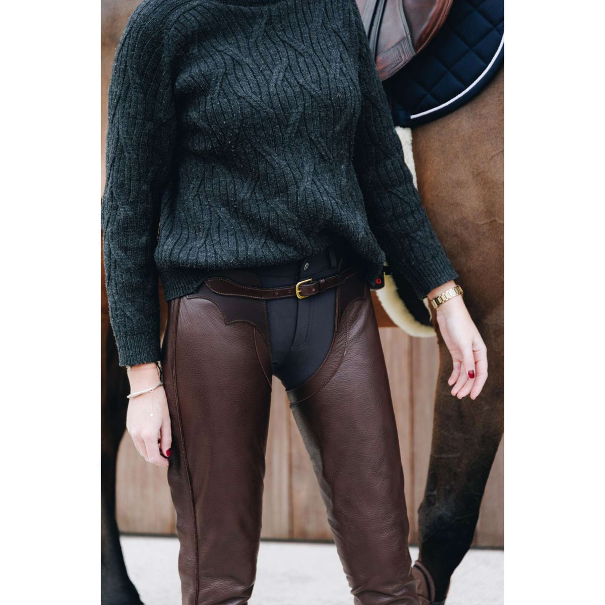 Dyon Chaps lunghi in Pelle Standard Marrone