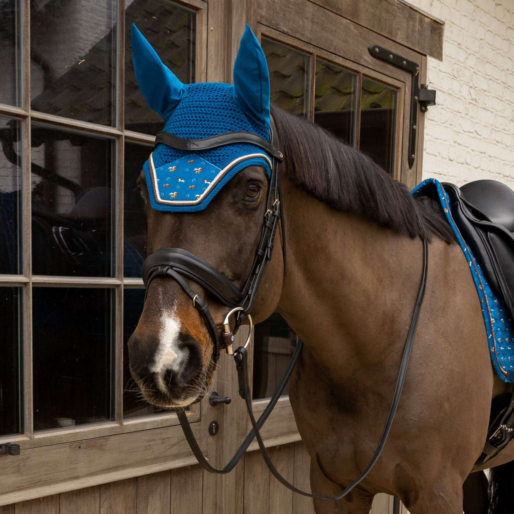 Kentucky Cuffietta Wellington Velvet Horse Printing Navy