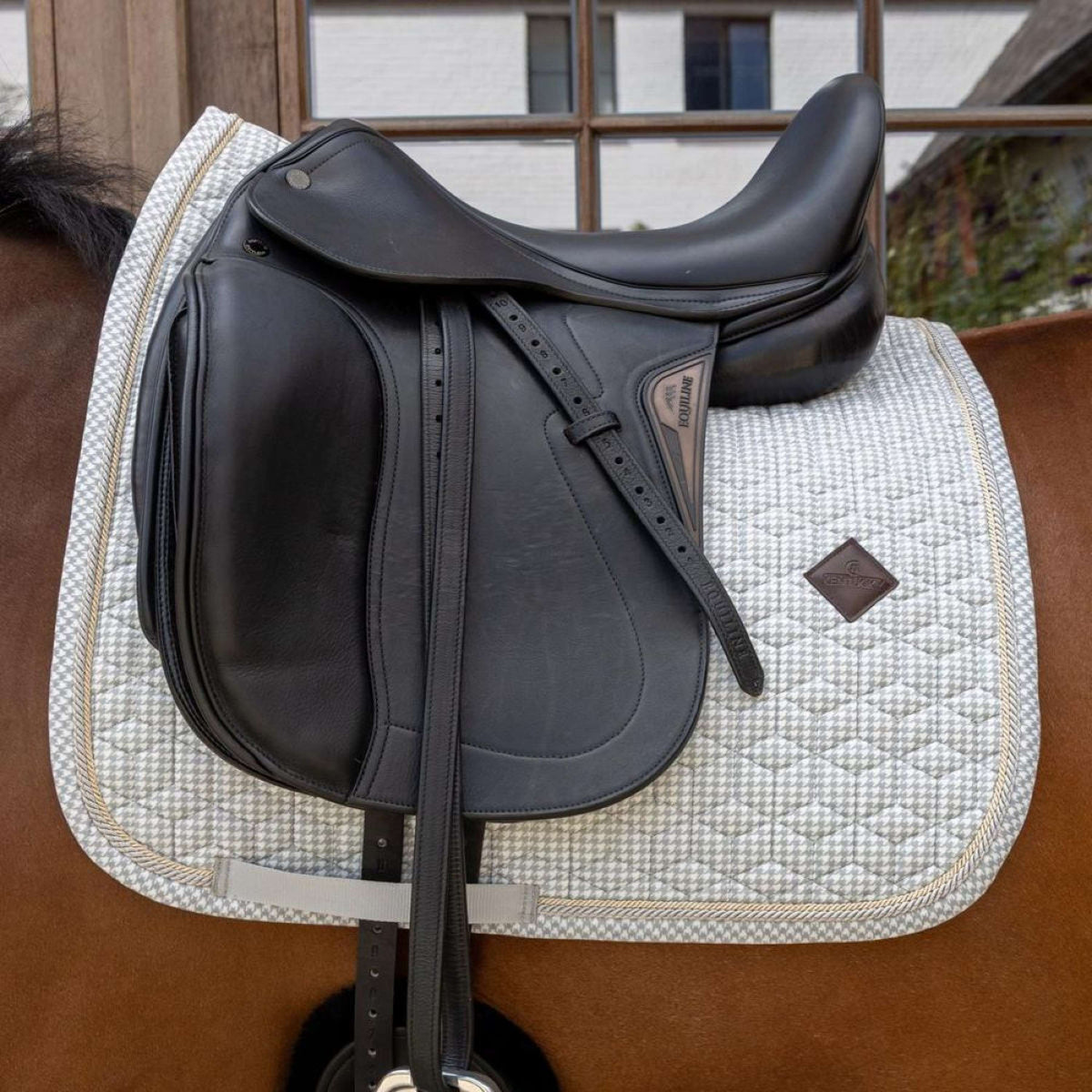 Kentucky Sottosella Velvet Pied de Poule Dressage Grigio/Bianco