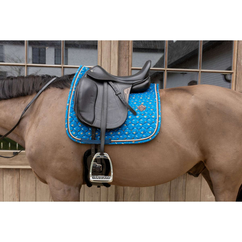 Kentucky Sottosella Velvet Horse Printing Dressage Navy