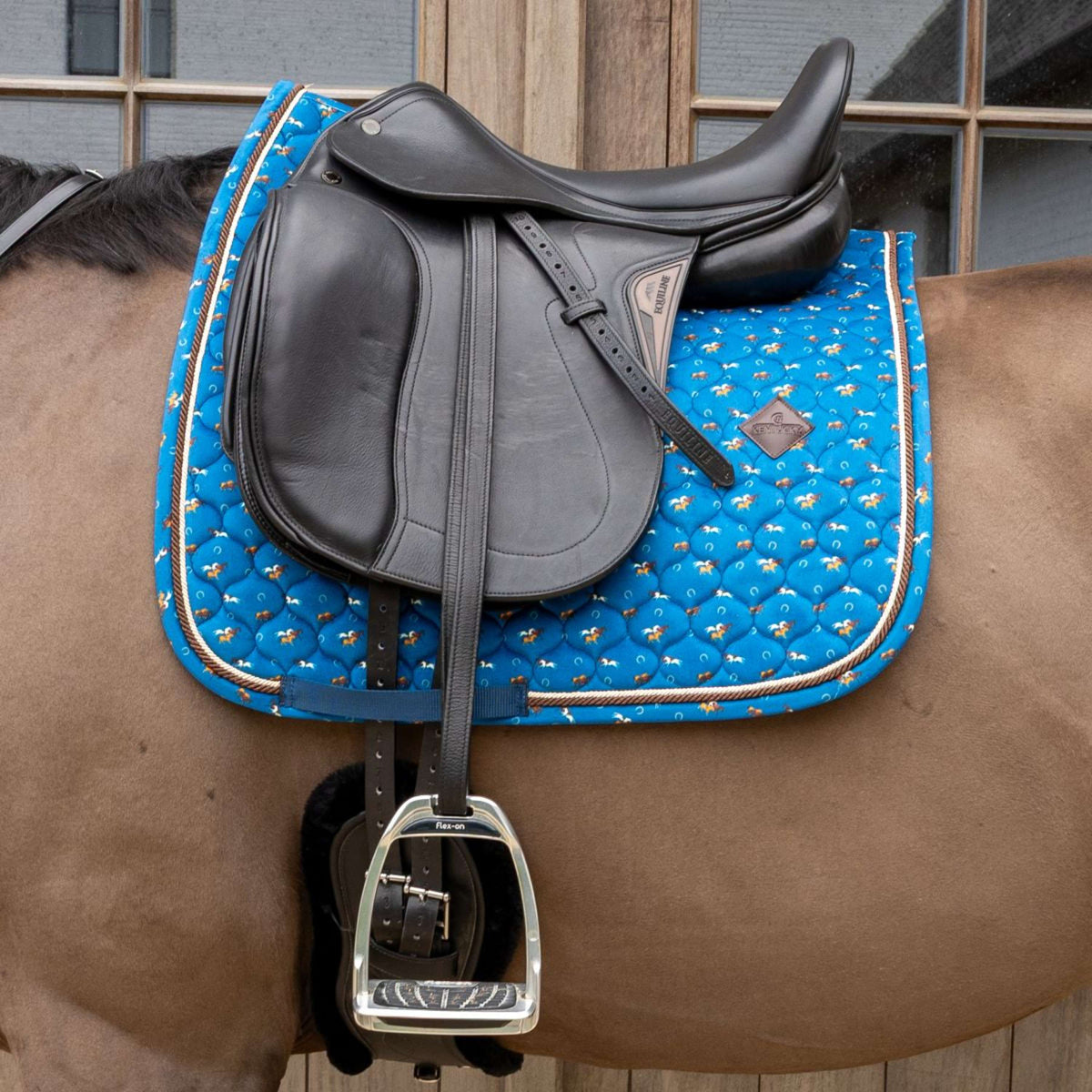 Kentucky Sottosella Velvet Horse Printing Dressage Navy