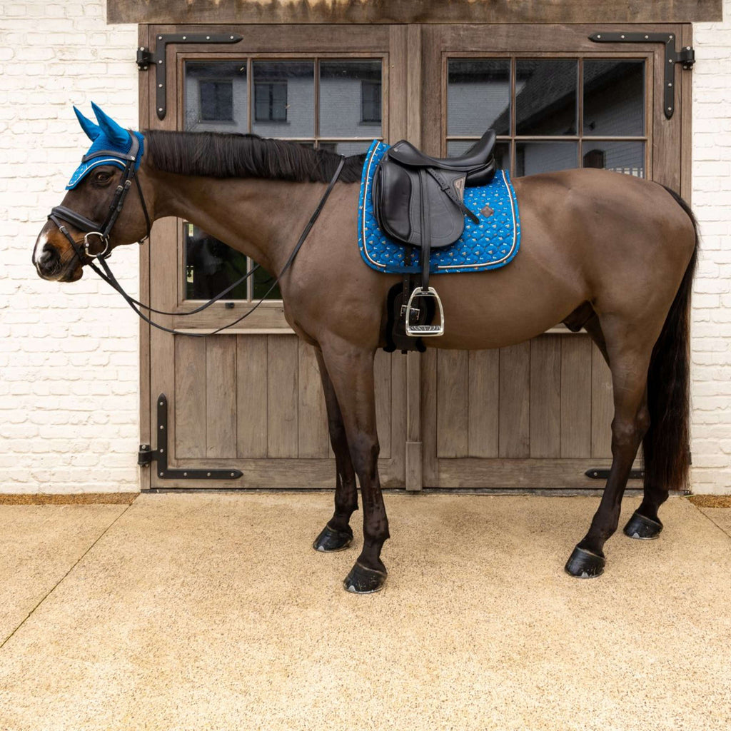 Kentucky Sottosella Velvet Horse Printing Dressage Navy