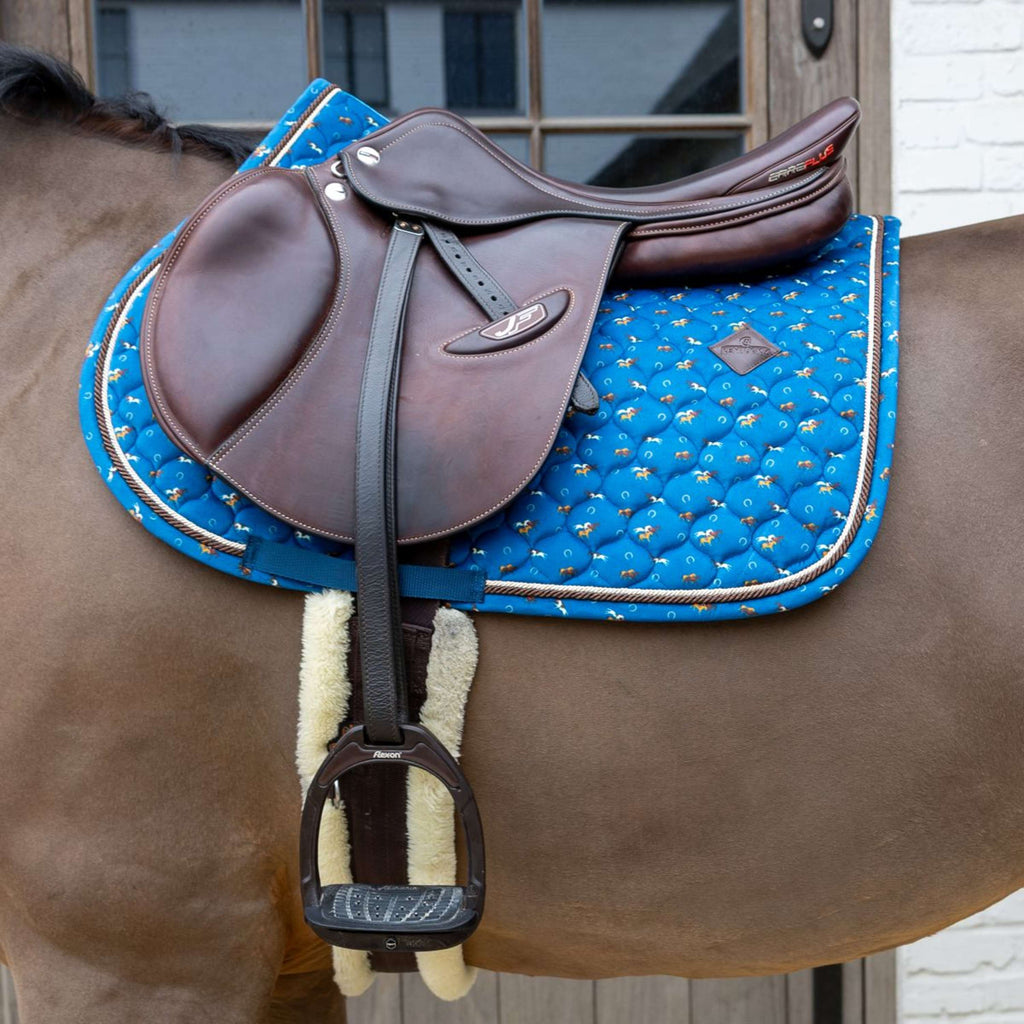 Kentucky Sottosella Velvet Horse Printing saltando Navy