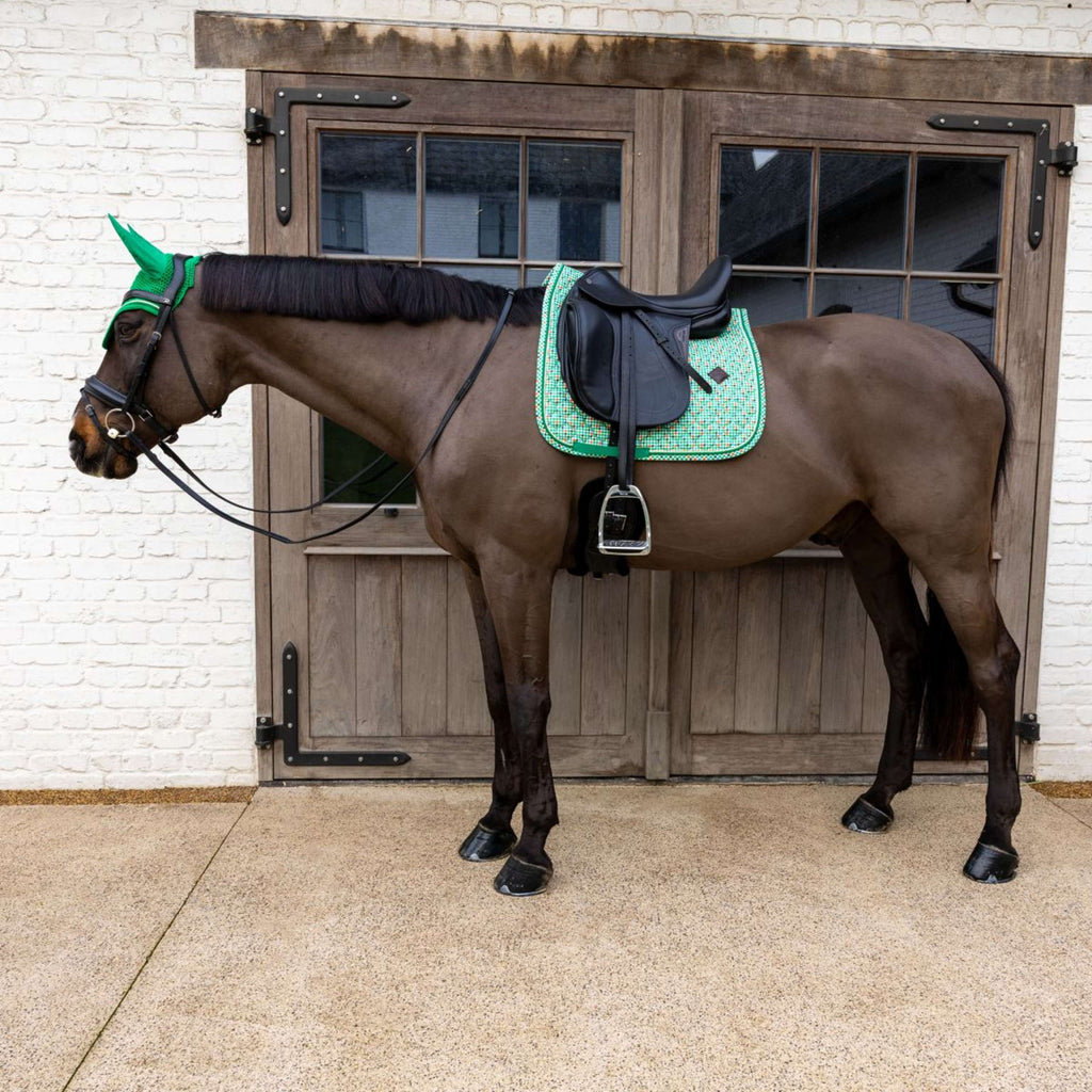 Kentucky Sottosella Velvet Pied De Poule Dressage Verde chiaro