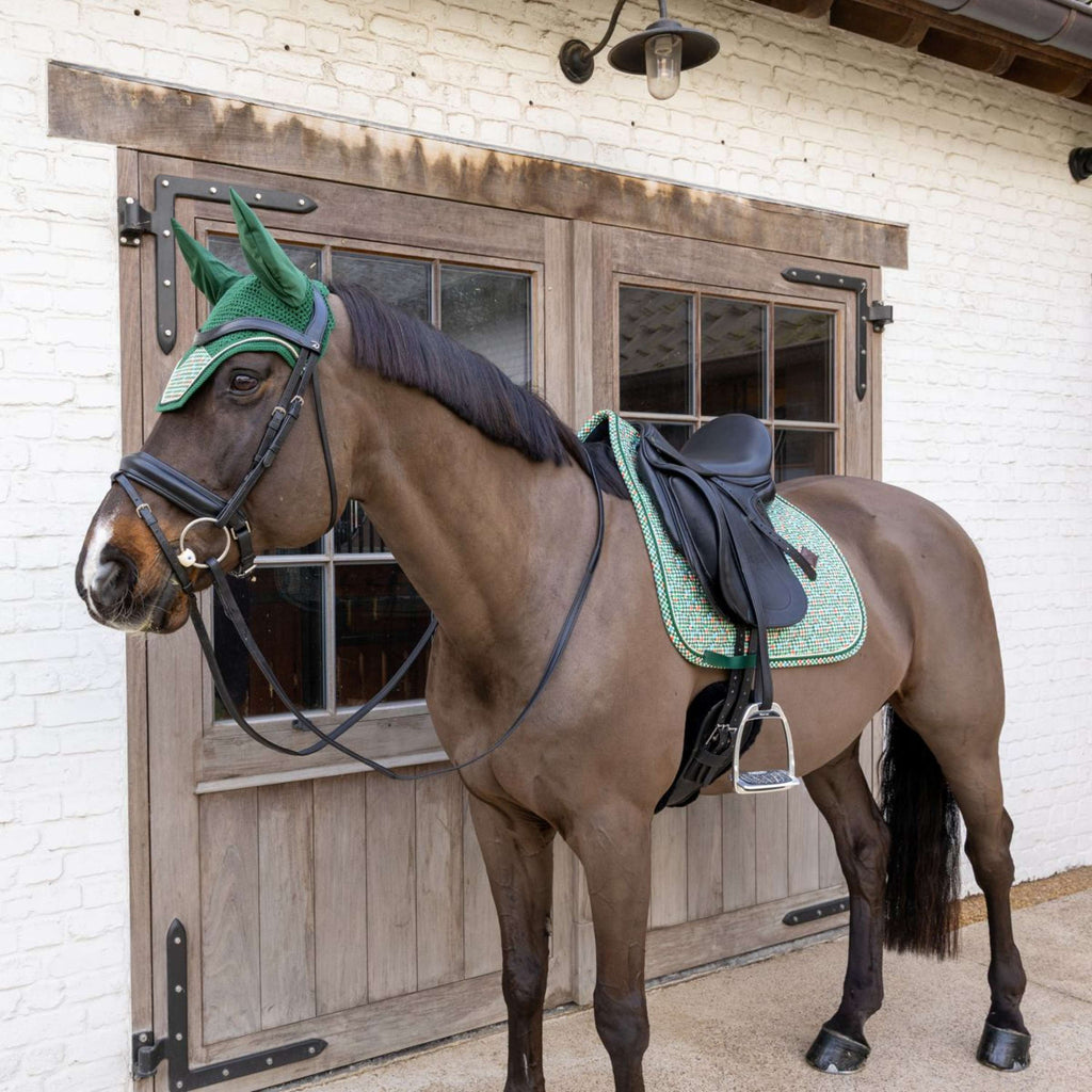 Kentucky Sottosella Velvet Pied De Poule Dressage Verde scuro