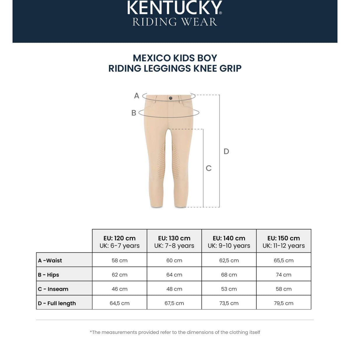 Kentucky Leggings da Equitazione Mexico Knee Grip Boys Bianco