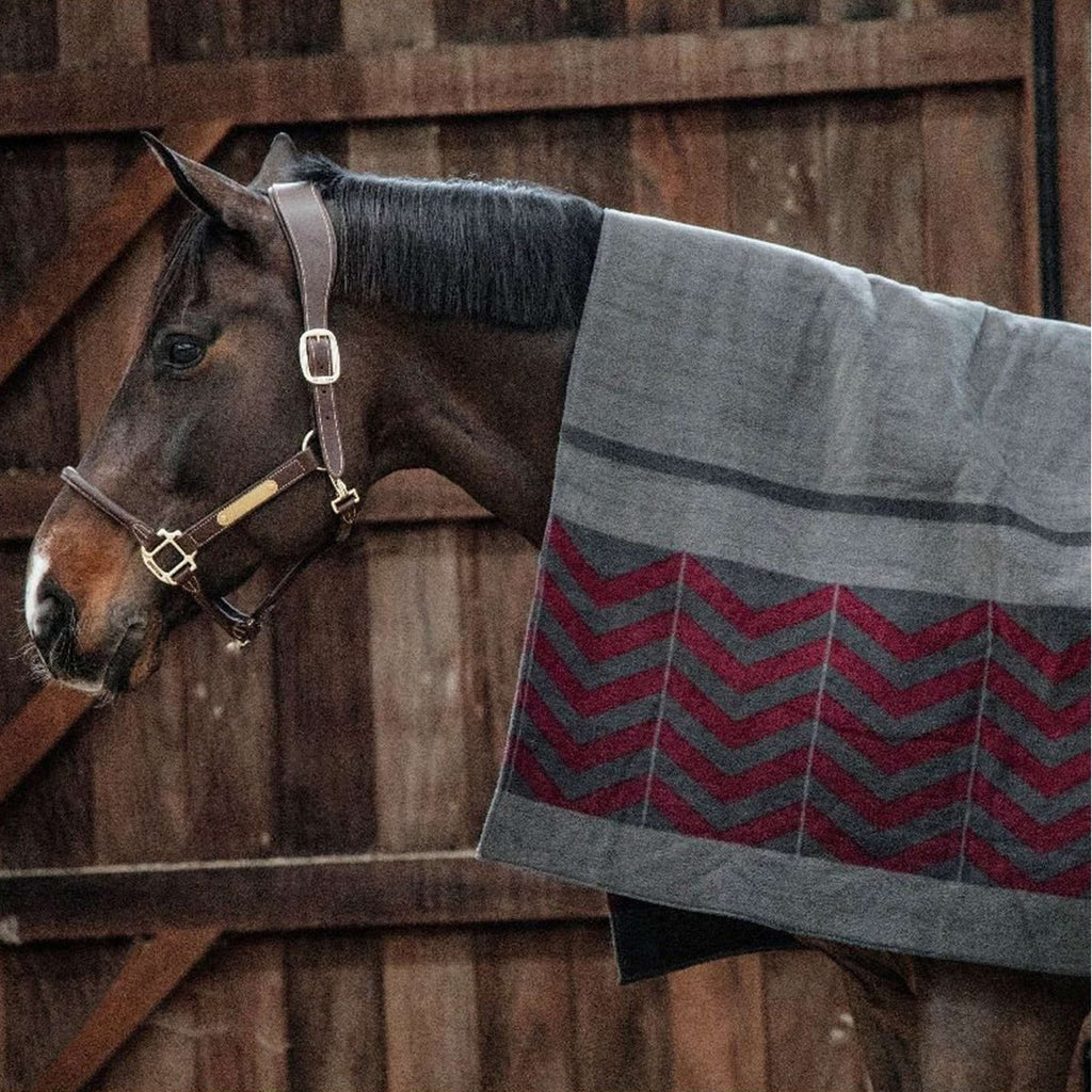 Kentucky Horsewear Coperta in Pile Heavy Square Fishbone Grigio/Bordeaux
