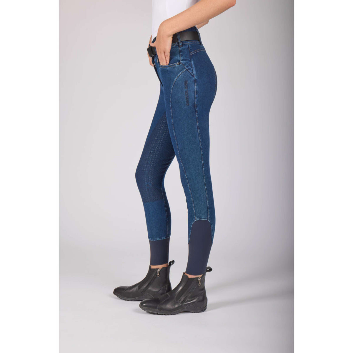 Kingsland Pantaloni da Equitazione KLKayce Denim Full Grip Navy