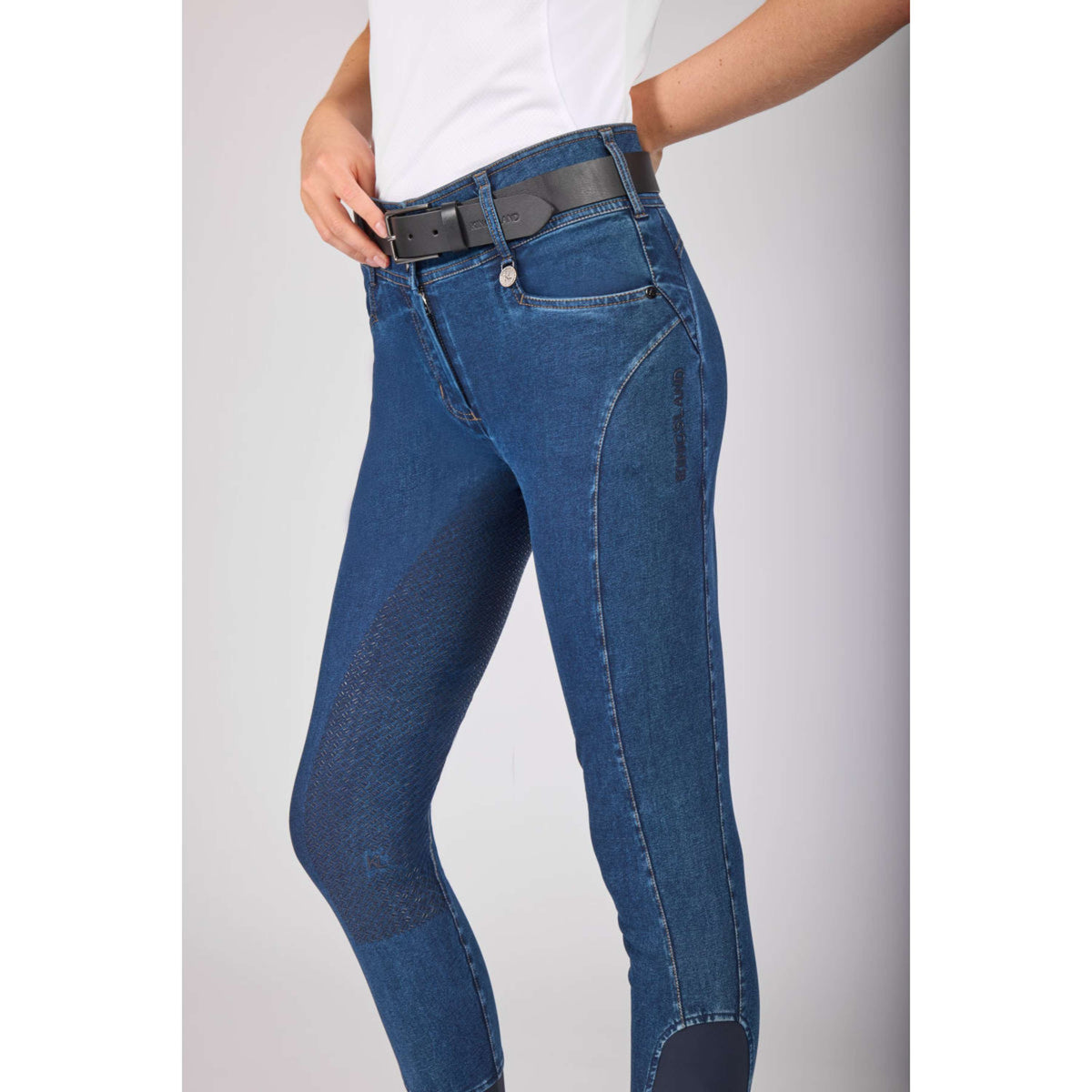 Kingsland Pantaloni da Equitazione KLKayce Denim Full Grip Navy