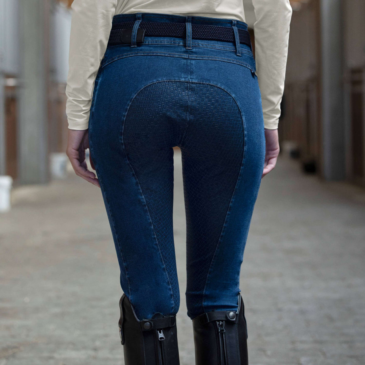 Kingsland Pantaloni da Equitazione KLKayce Denim Full Grip Navy