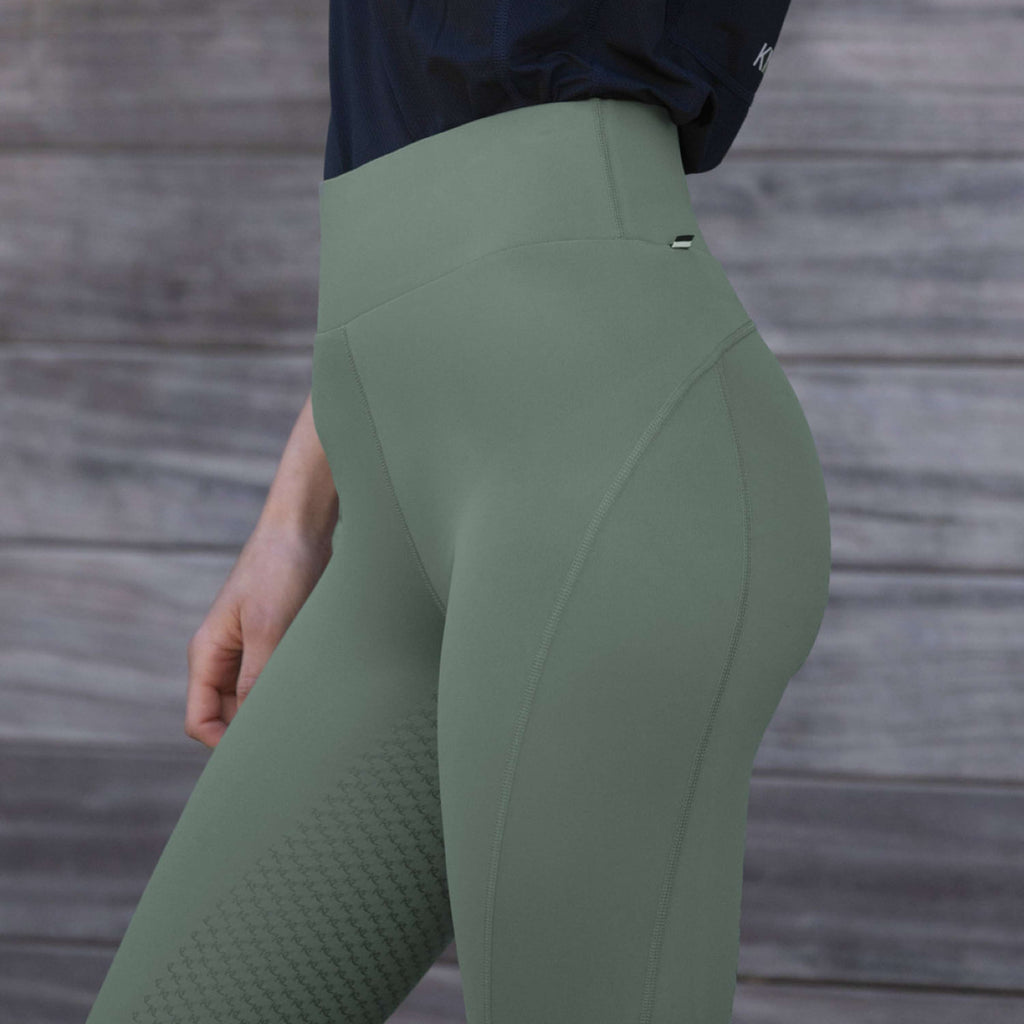 Kingsland Leggings da Equitazione KLLindsey F-Tec Full Grip Green Agave