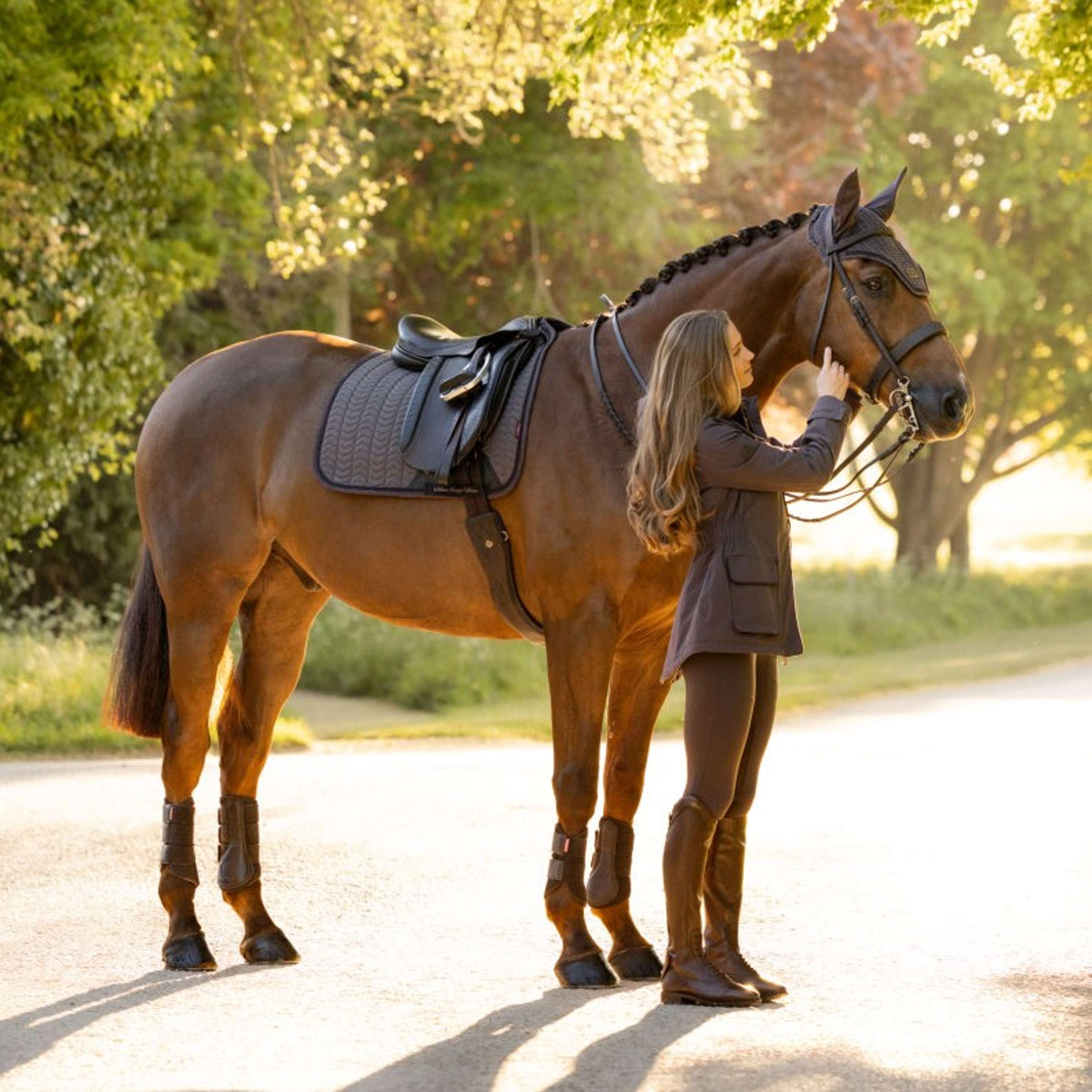 LeMieux Sottosella Heritage Herringbone Square Dressage Cocoa