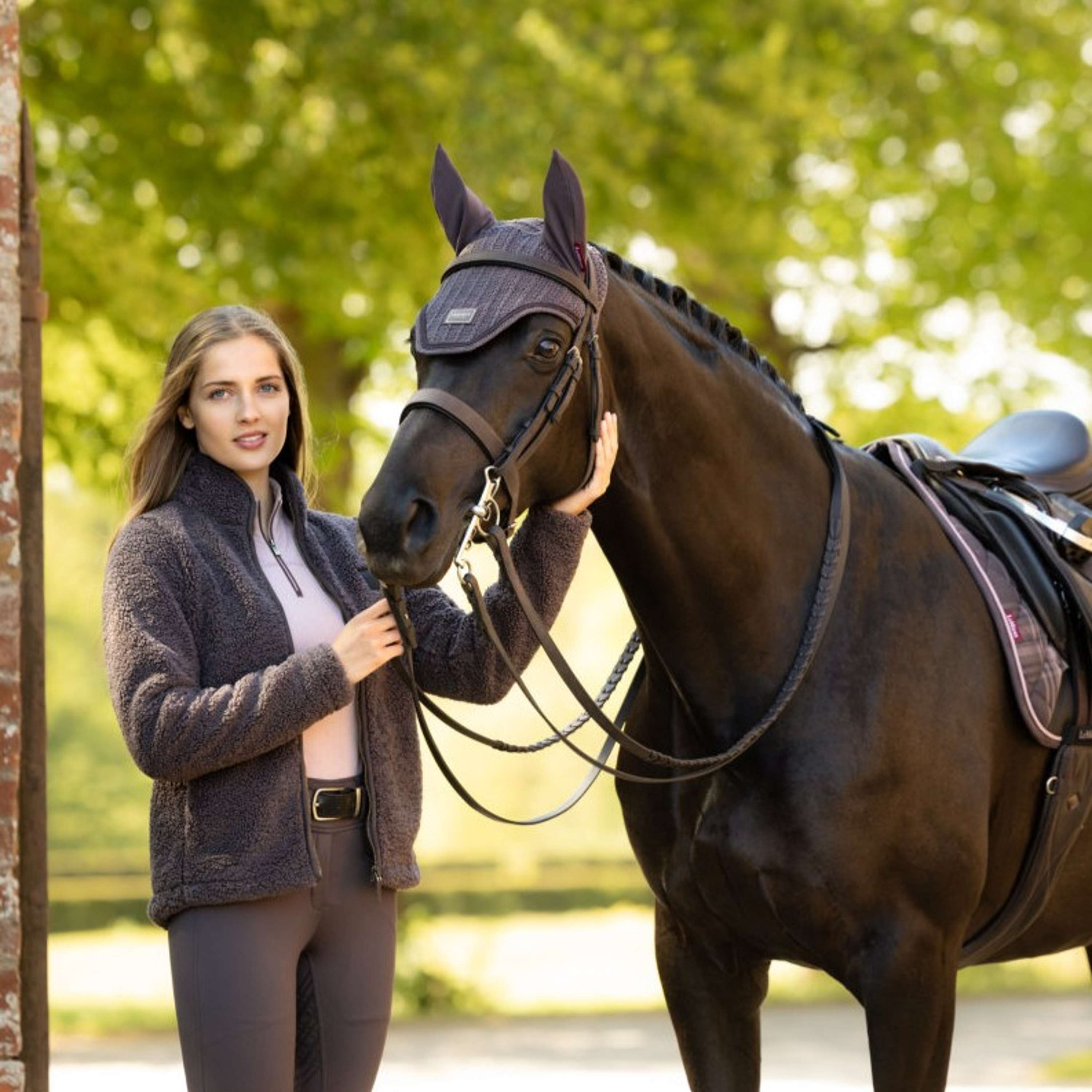 LeMieux Felpa con cappuccio e zip Heritage Borg Zip Through Cocoa