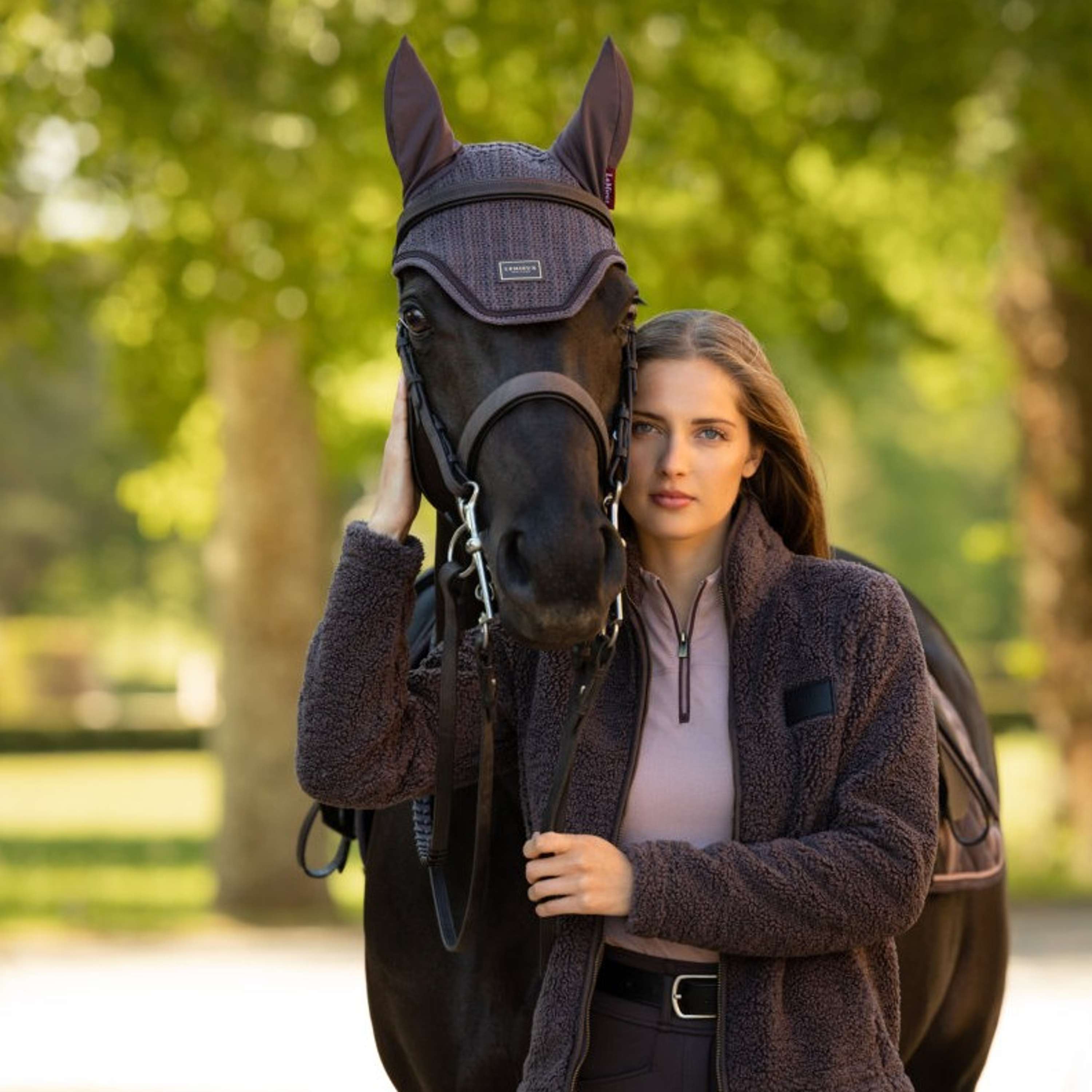 LeMieux Felpa con cappuccio e zip Heritage Borg Zip Through Cocoa