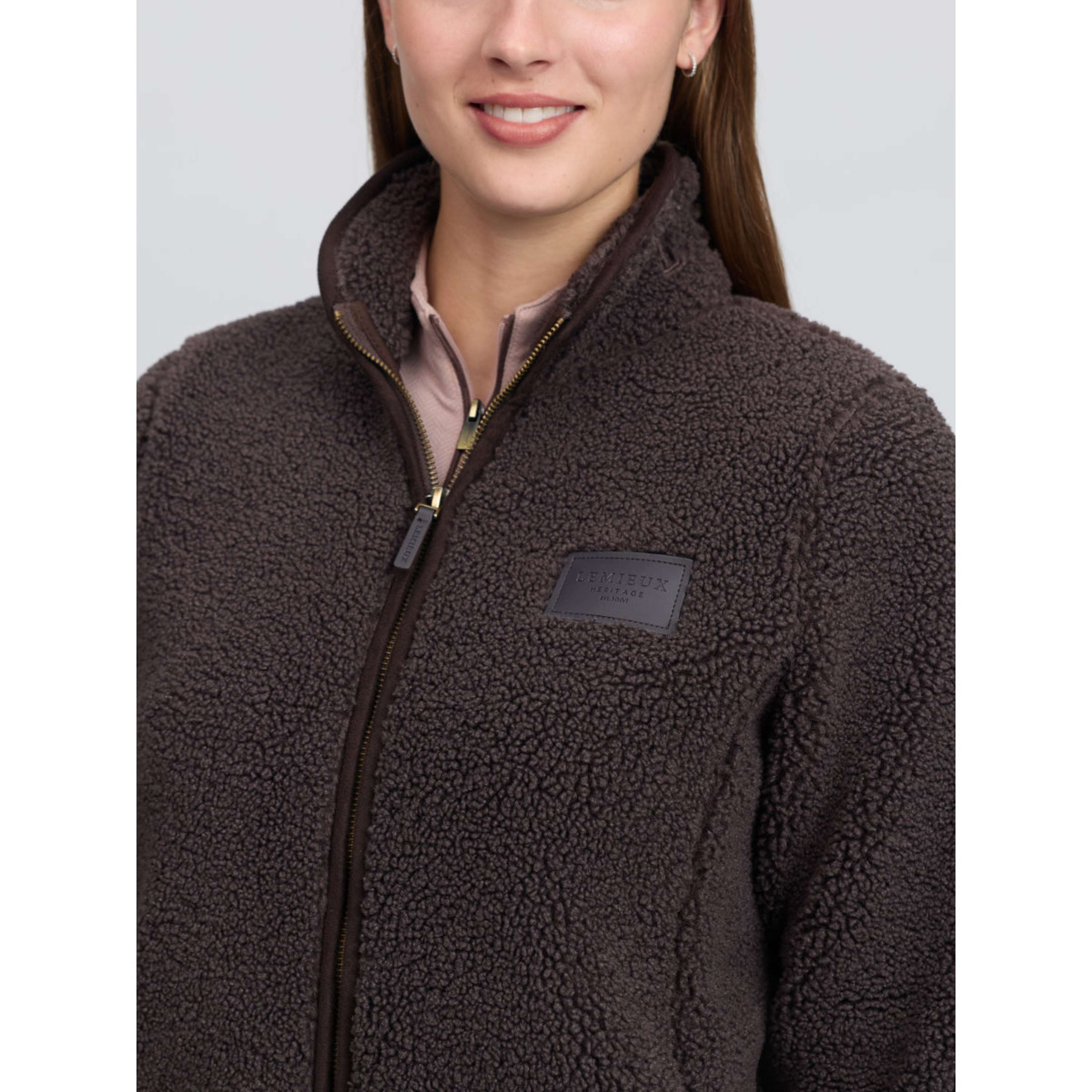 LeMieux Felpa con cappuccio e zip Heritage Borg Zip Through Cocoa