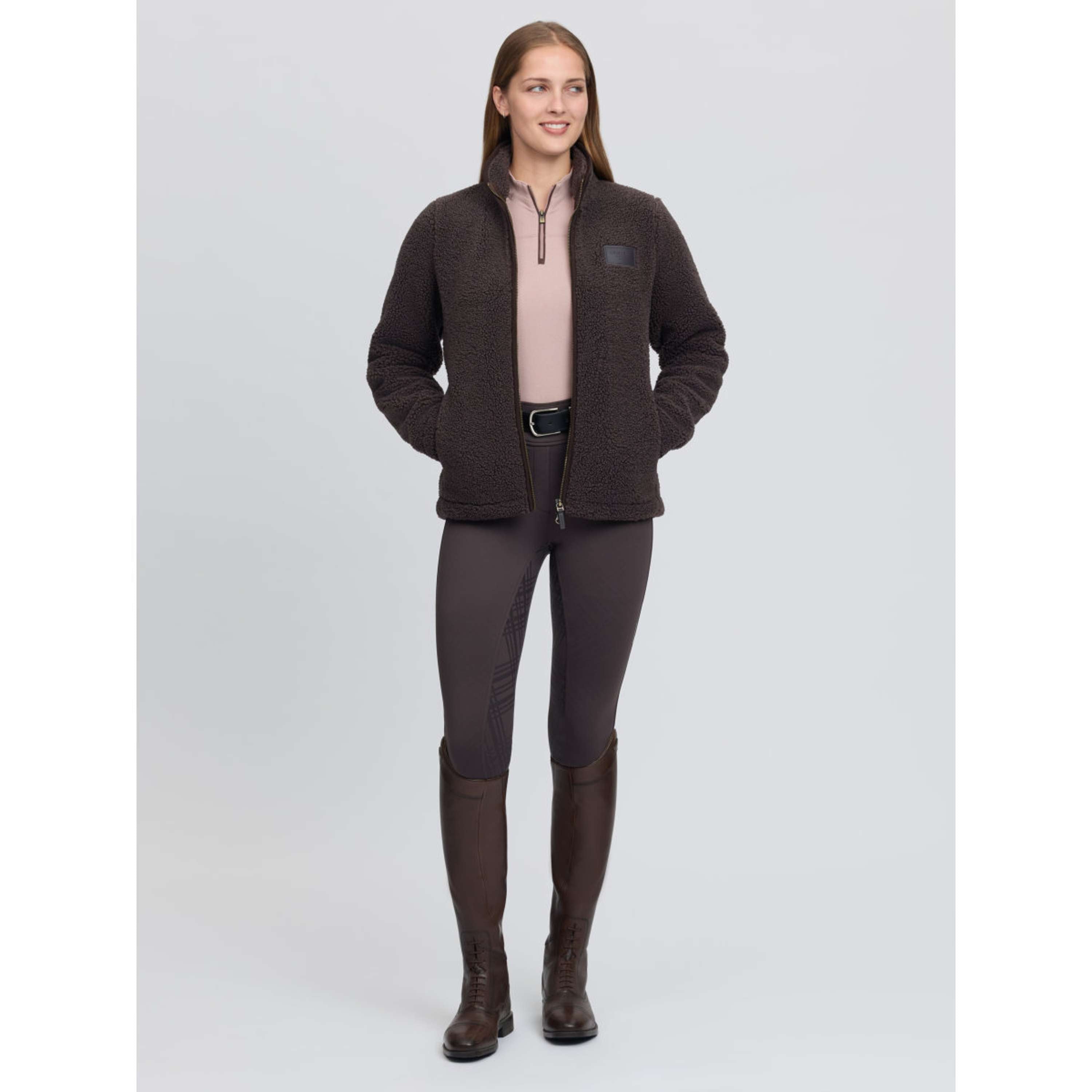 LeMieux Felpa con cappuccio e zip Heritage Borg Zip Through Cocoa