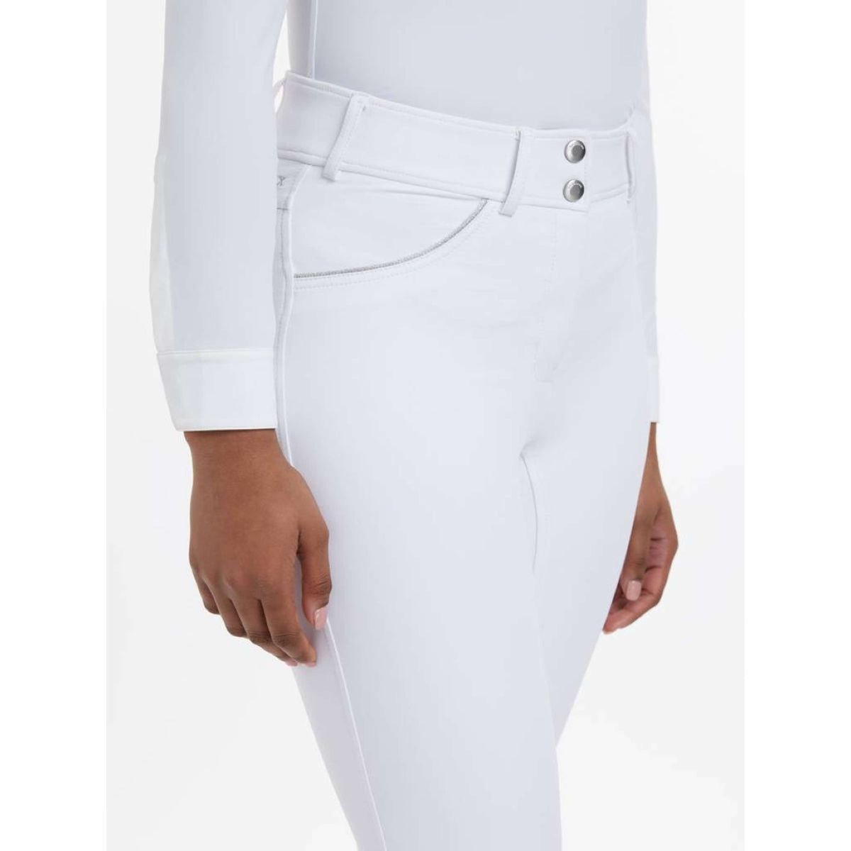 LeMieux Pantaloni da equitazione Victoria con grip in silicone Bianco