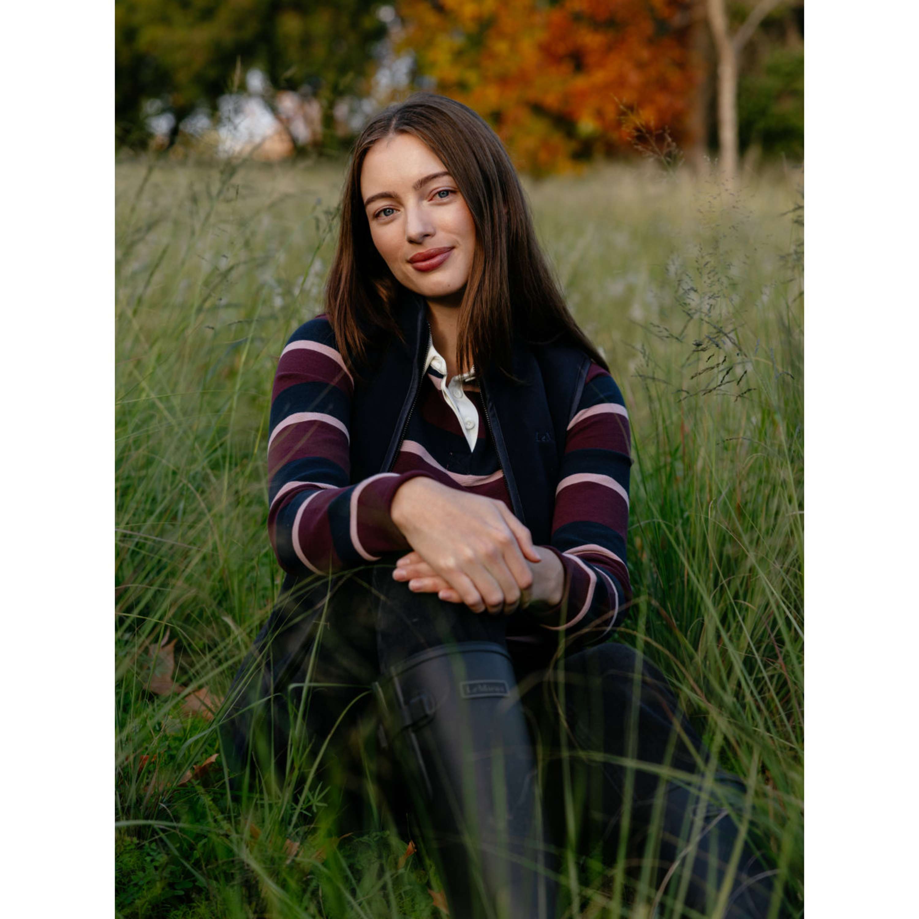 LeMieux Maglia Sloane Stripe Rugby Bramble