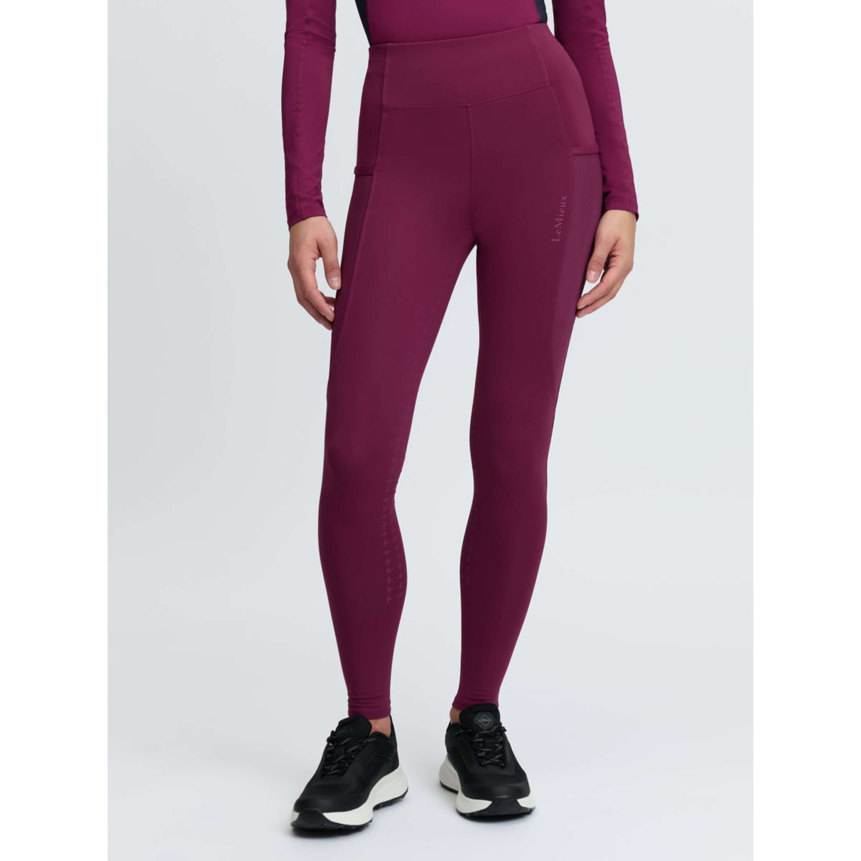 LeMieux Leggings da Equitazione Naomi Full Grip Blackberry