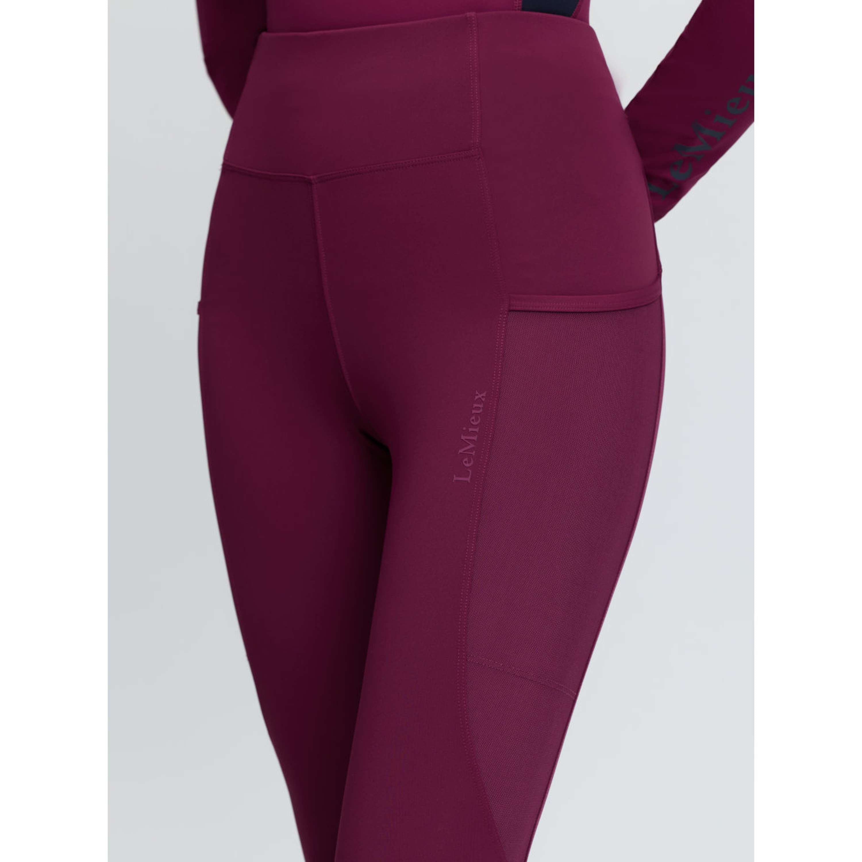 LeMieux Leggings da Equitazione Naomi Full Grip Blackberry