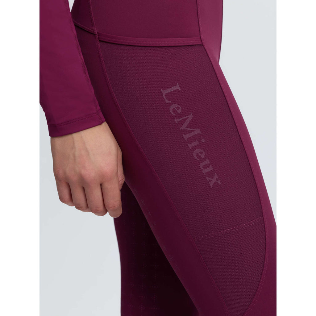 LeMieux Leggings da Equitazione Naomi Full Grip Blackberry