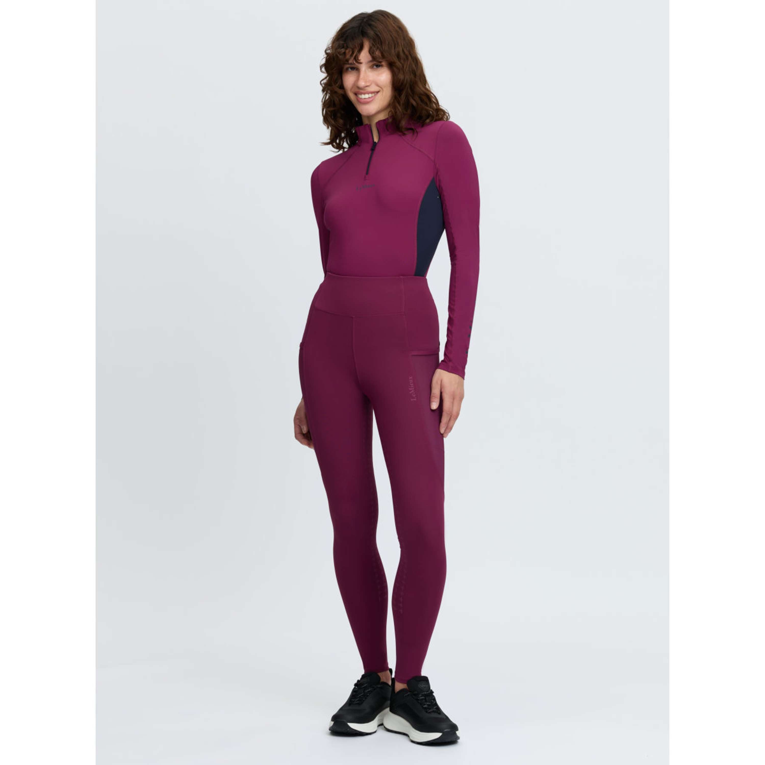 LeMieux Leggings da Equitazione Naomi Full Grip Blackberry