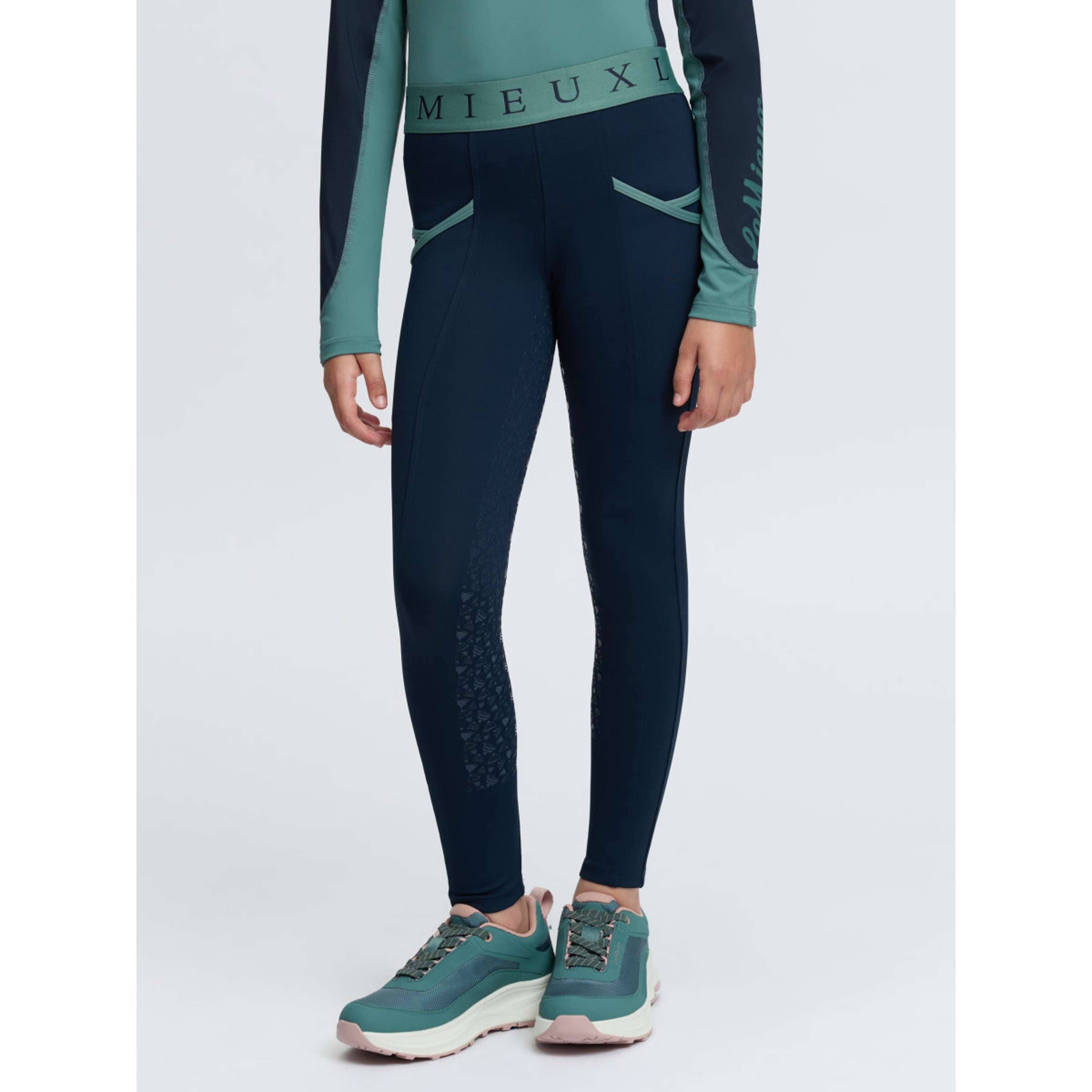 LeMieux Leggings da Equitazione Kids Full Grip Navy/Aloe